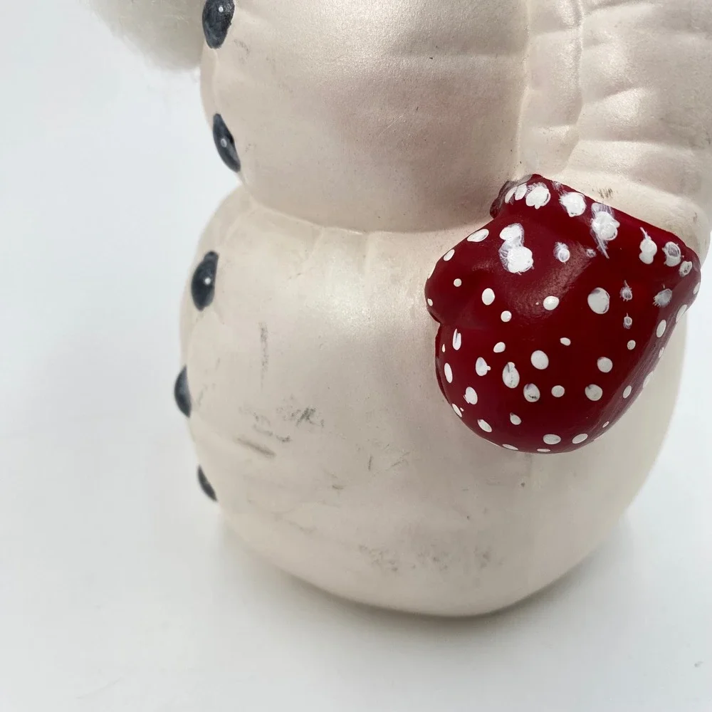 Vintage 1986 Kimple Mold‎ Ceramic Snowman Santa Red Pom Pom Hat Hand Painted 9